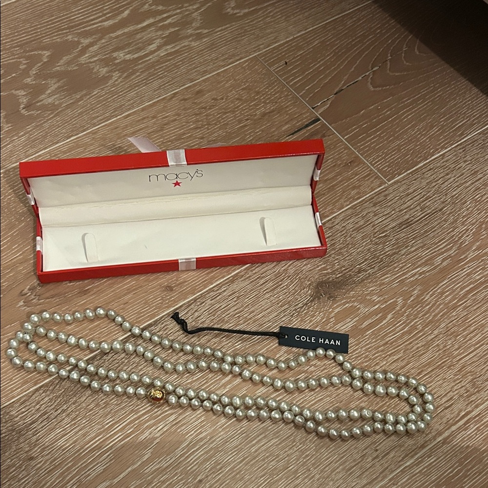Cole Haan White Pearl Necklace with Gold Bead